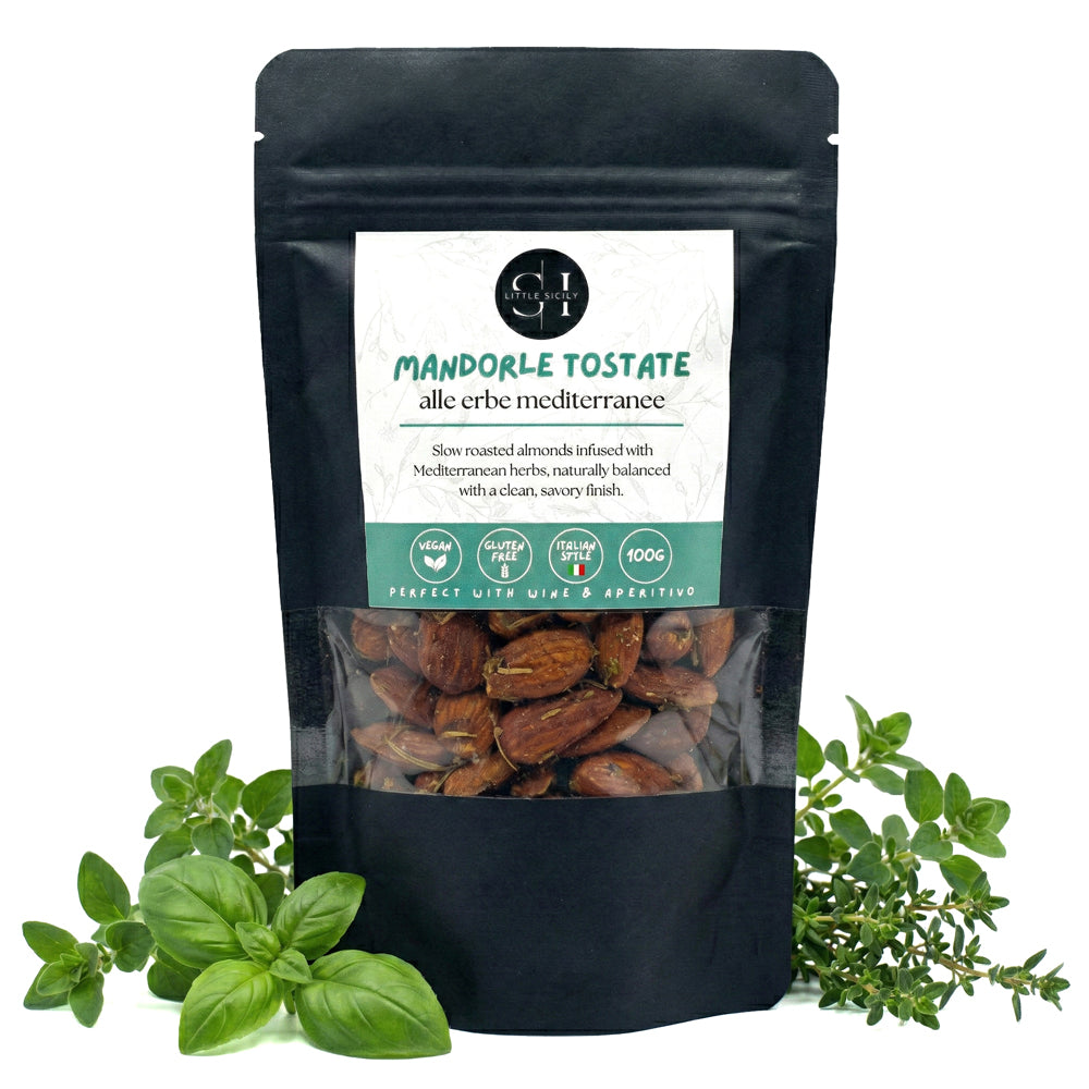 Mandle se středomořskými bylinkami – pomalu pečené (100g)