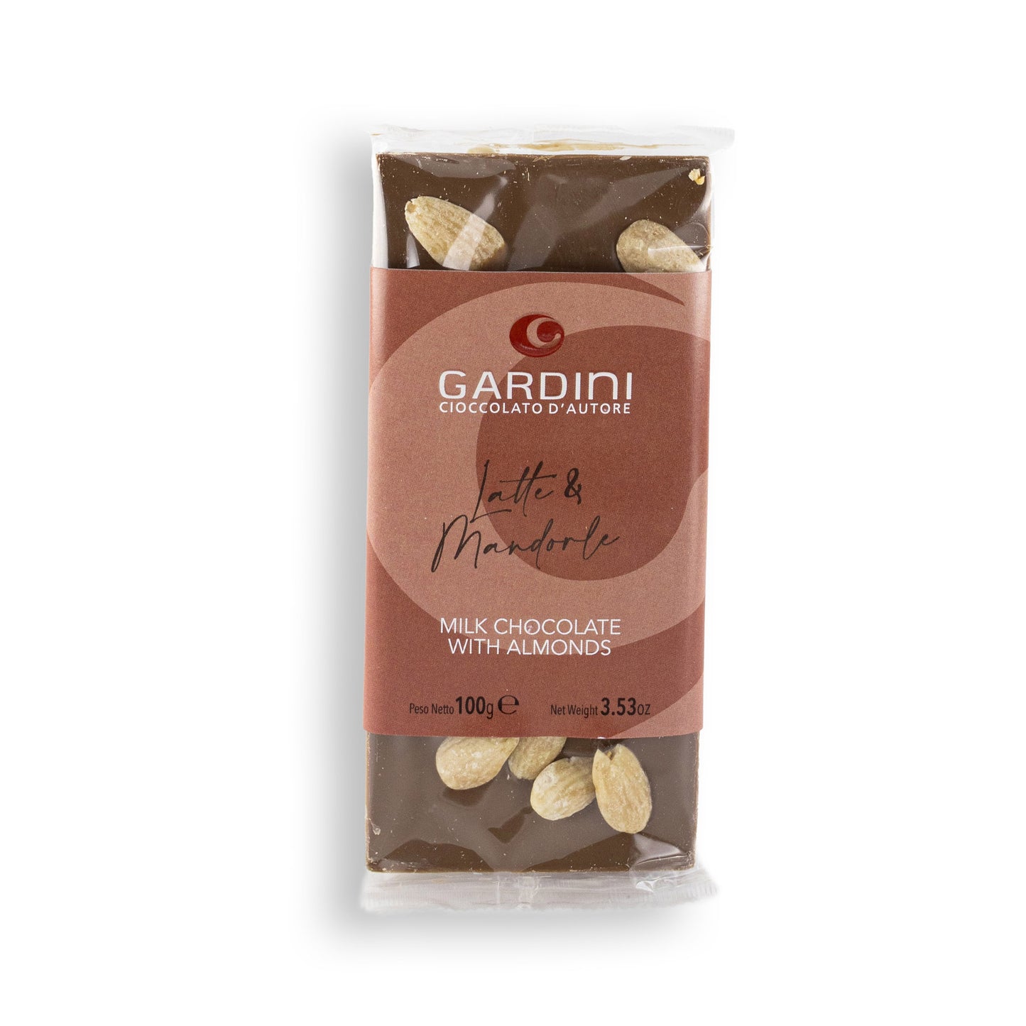 Prémiová italská čokoláda - mléčná 32% s mandlemi (100g)