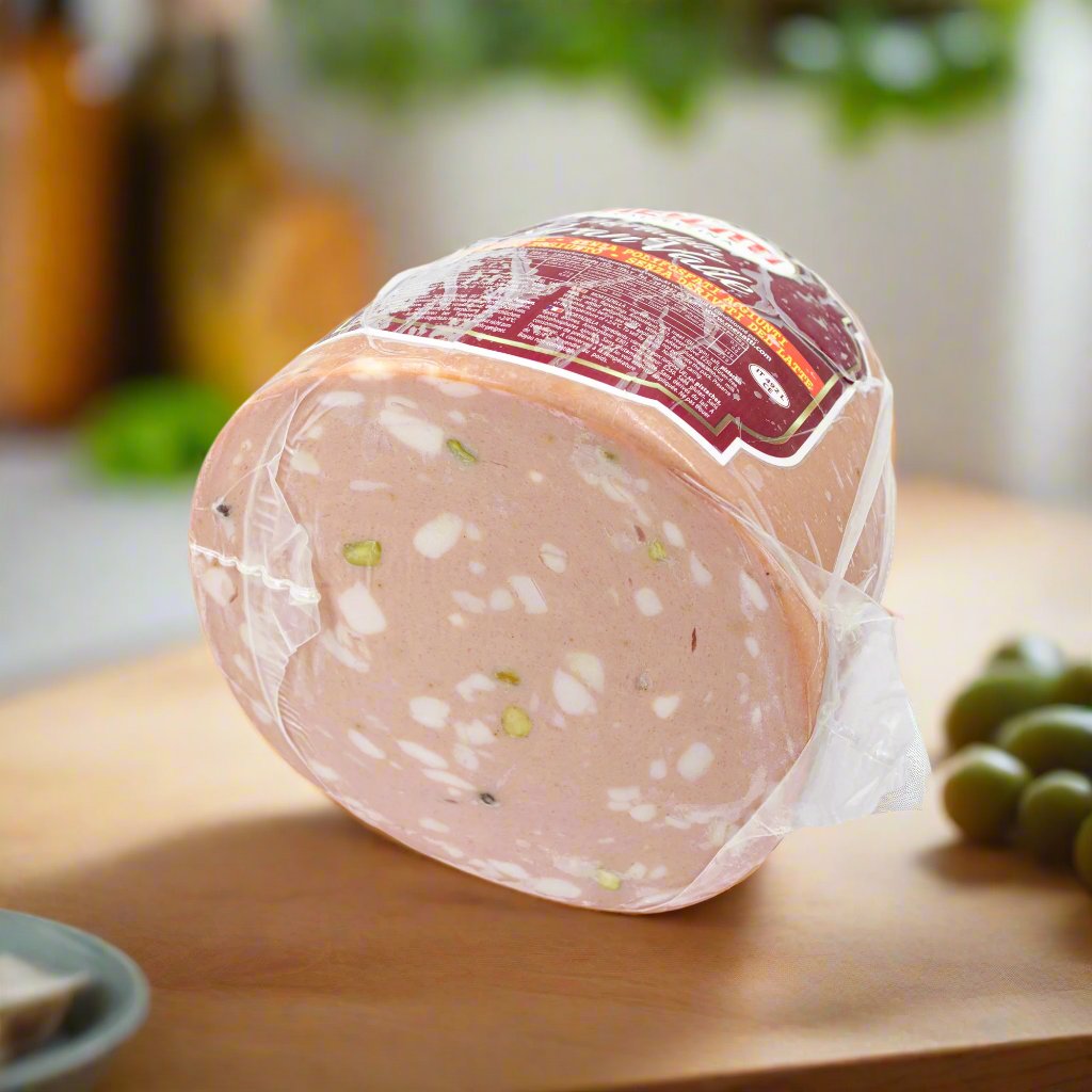 Mortadella con pistacchio - měkký salám s pistácií (Krájené od 100g)