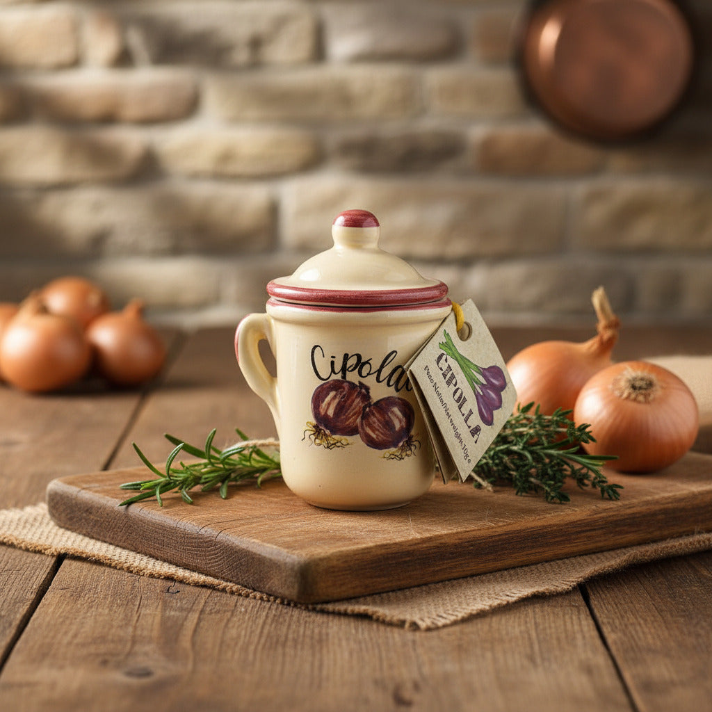 Sušená cibule s mořskou solí - v ručně vyrobené keramické misce (5g)