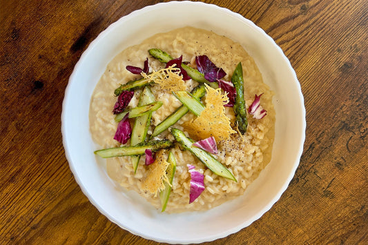 Risotto s Pecorinem, mascarpone a zeleným chřestem (2 porce)