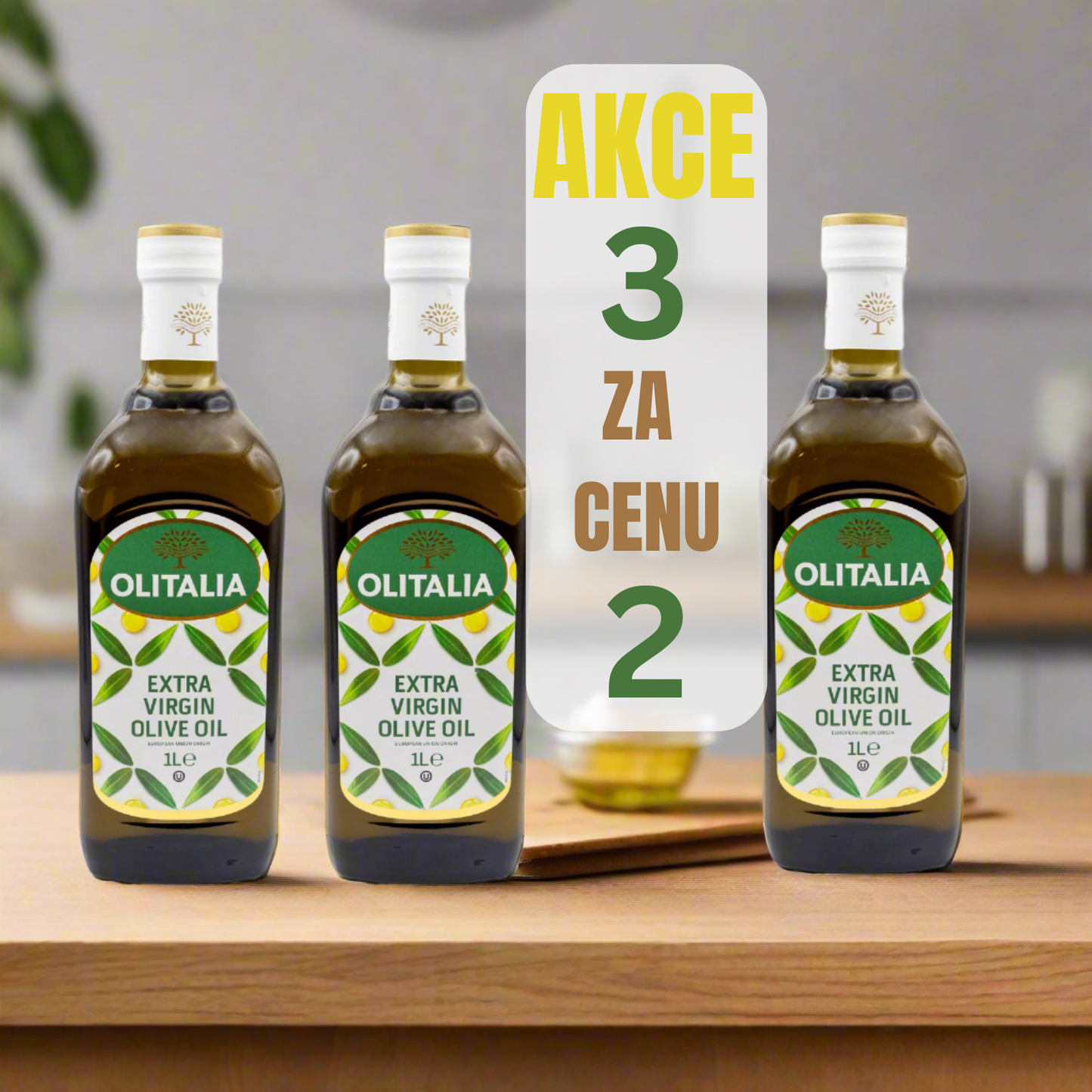 AKCE: 3 za cenu 2 – Extra Panenský Olivový Olej (3x 1L)
