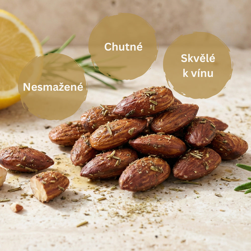 Rozmarýnové mandle s citronem Little Sicily – pomalu pečené mandle (100g)