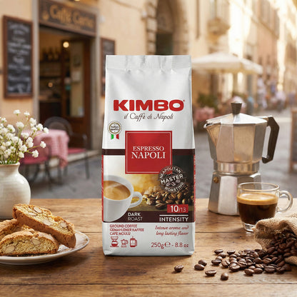 Kimbo Espresso Napoli – mletá káva Arabica 80% / Robusta 20% (250g)