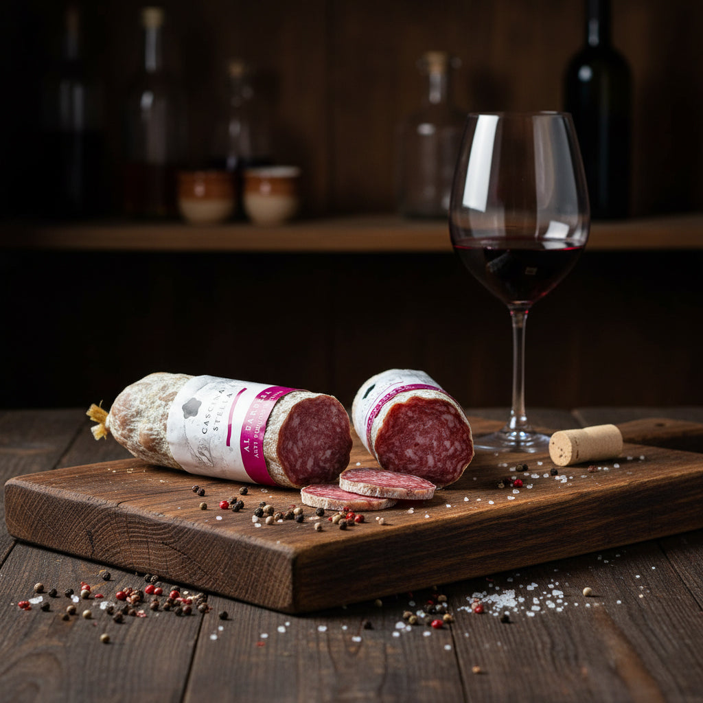 Al Barbera – zrající salámek s červeným vínem (200g)