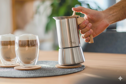 Moka konvička z nerezové oceli pro všechny typy vařičů (na 9 šálků / 450ml)
