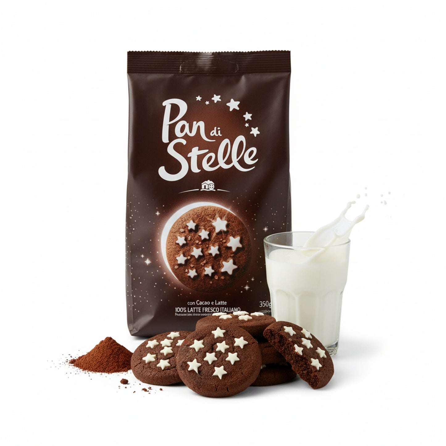 Pan di Stelle - Kakaové sušenky s cukrovými hvězdičkami (350g)
