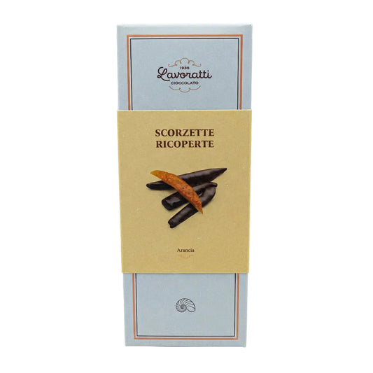 Scorzette Ricoperte Arancia (Kandovaná pomerančová kůra v hořké čokoládě) (60g)
