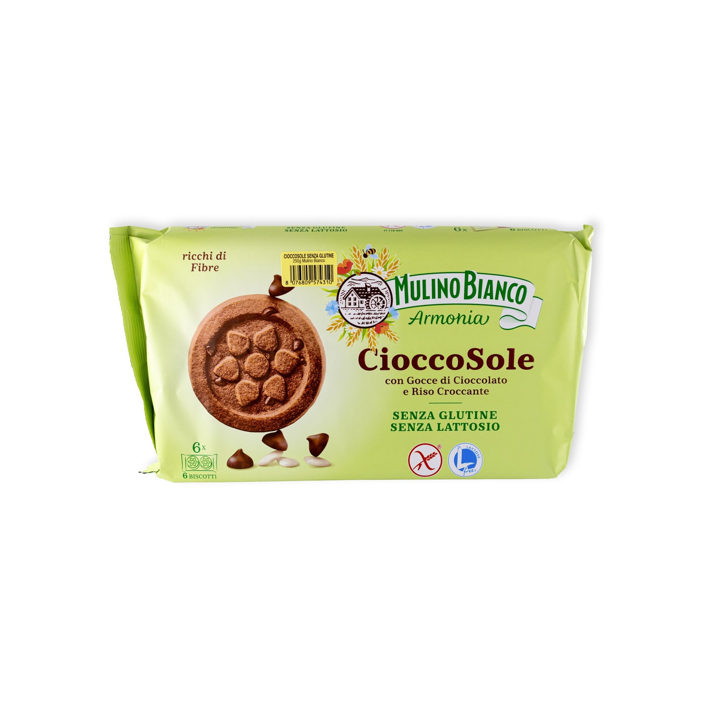 CioccoSole Bezlepkové a bez Laktózy - křehké sušenky s čokoládou a rýží (250g)