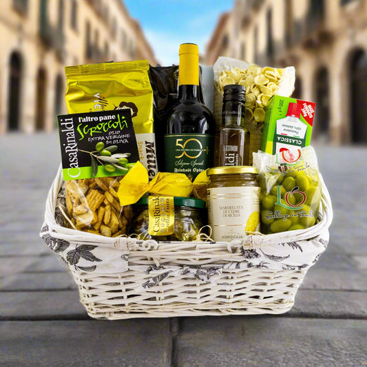 Elegantní dárkový koš s italskými delikatesami