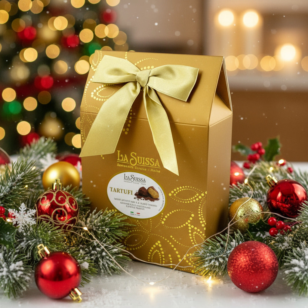 La Suissa Tartufi Assortiti – italské čokoládové lanýže v elegantním dárkovém balení (150 g)