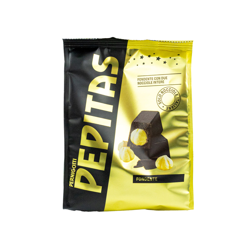 Pernigotti Pepitas Fondente – hořká čokoláda s celými lískovými oříšky (117 g)