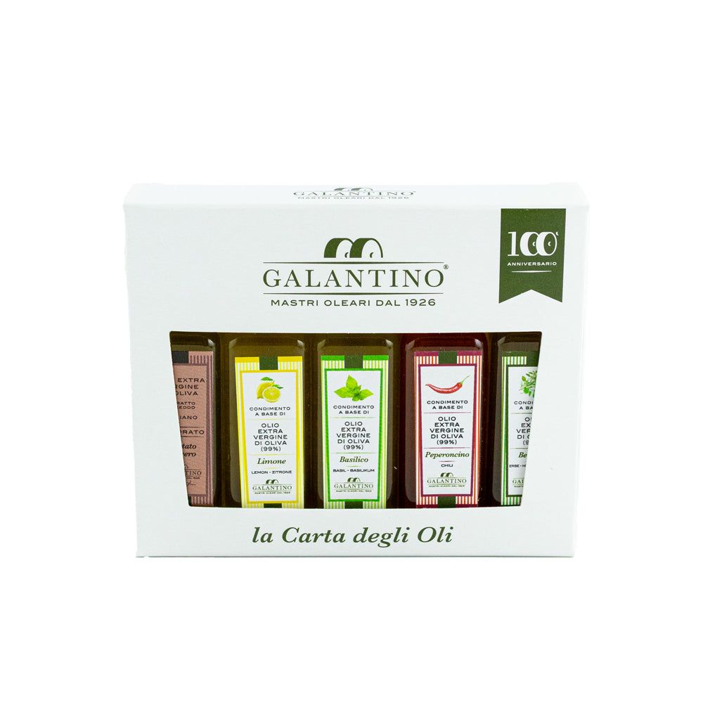 „La Carta degli Oli“ – degustační sada extra panenských olivových olejů (5×50 ml)
