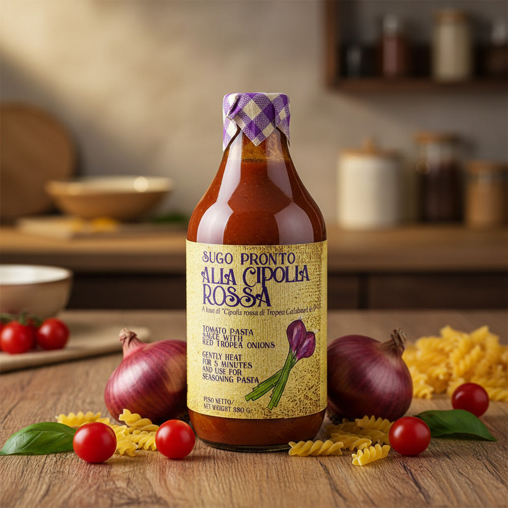 Sugo Pronto alla Cipolla Rossa – italská rajčatová omáčka s červenou cibulí z Tropey (380g)